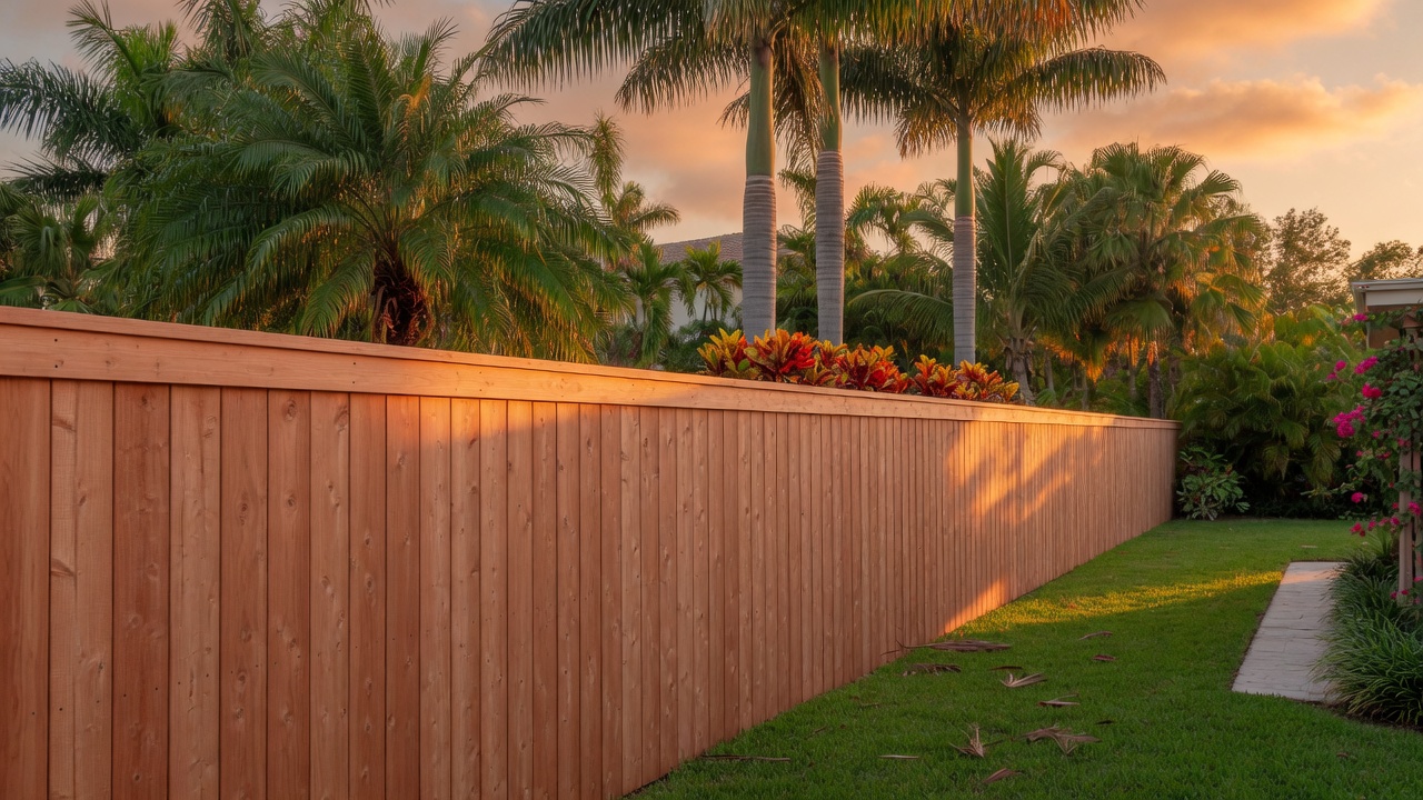 Wood privacy fence installed in a Gulf Breeze Florida backyard