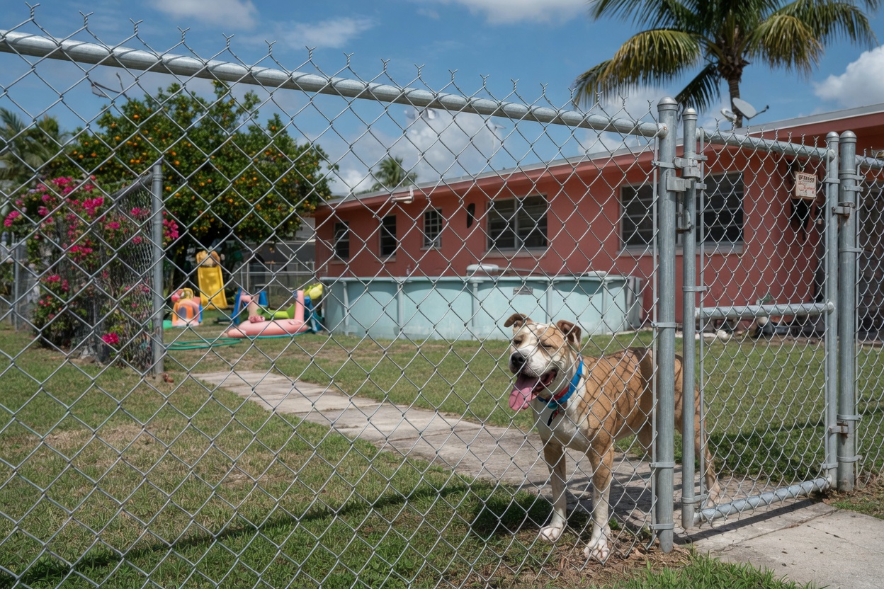 Galvanized chain link dog run our crew built in a Gulf Breeze yard