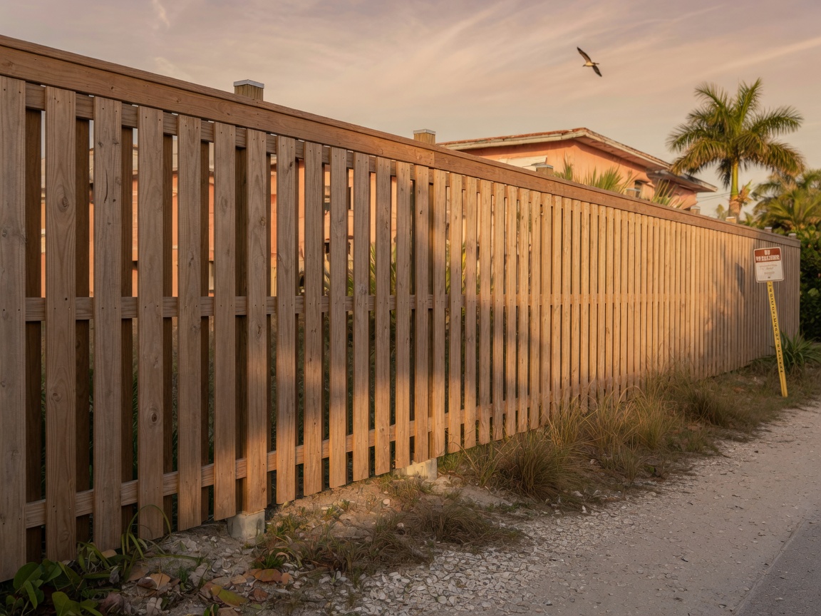 Board on board shadowbox wood fence installed on the Gulf Coast